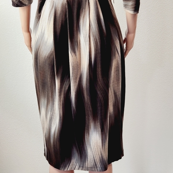 MONROE & Main Brown/Cream 3/4 Sleeve Fitted Dress Size:14 - Picture 9 of 15